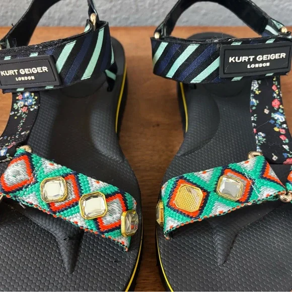 Kurt Geiger Black Platform Olivia Sandals Women Size 8 - Picture 4 of 13